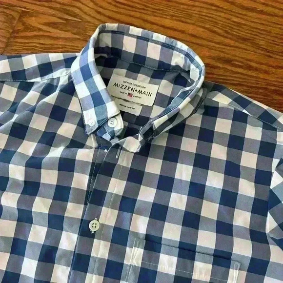 Mizzen+Main Leeward Trim Fit Gingham No Tuck Performance Wear Size Medium Casual - Picture 7 of 8